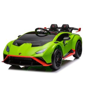 Lamborghini Huracan Sto 24V Kids Electric Ride-On Drift Car: Speeds 1.86-5.59 MPH, Ages 3-8, Foam Front Wheels, 360° Spin, LED Lights, Dynamic Music