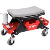 VEVOR Mechanics Stool, 300 LBS Capacity Rolling Mechanic Seat with 4" Wheels, with Three Slide Out Tool Trays and Drawer, Heavy Duty Roller Creeper Se