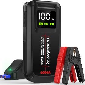 DBPOWER Jump Starter 2000A Peak Portable Car Jump Starter for Up to 8.0L Gas and 6.5L Diesel Engines, 12V Lithium Battery Booster Pack with 2.5" LCD D