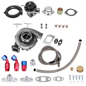 T3 T4 T04E Universal Turbo Kit + Type-RS BOV Blow Off Valve + Oil Feed Return Line Turbocharger Kit