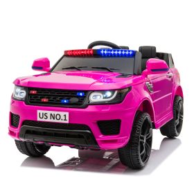 12V Kids Ride On SUV Cop Car with Remote Control, Siren Sounds Alarming Lights, Music Story - Rose Red