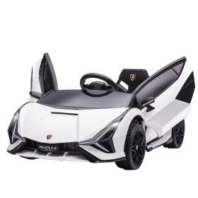 Aosom Lamborghini SIAN Licensed Kids Ride On Car, 12V Battery Powered Electric Sports Car Toy with Remote Control, Horn, Music, & Headlights, White