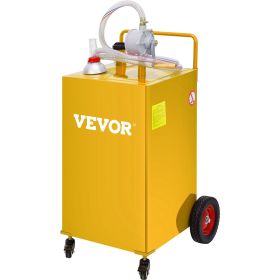 VEVOR 30 Gallon Fuel Caddy, Gas Storage Tank & 4 Wheels, with Manuel Transfer Pump, Gasoline Diesel Fuel Container for Cars, Lawn Mowers, ATVs, Boats