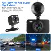 1080P Dual Dash Cam 3in Screen Vehicle Driving Recorder with Front Rear Camera G-Sensor Motion Detection Parking Monitor Night Vision Loop Recording 3