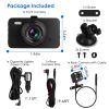 1080P Dual Dash Cam 3in Screen Vehicle Driving Recorder with Front Rear Camera G-Sensor Motion Detection Parking Monitor Night Vision Loop Recording 3