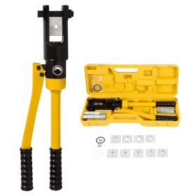 12 Ton 8 AWG-4/0 AWG Wire Hand Hydraulic Crimping Tool, Hydraulic Crimping Tool Set Cable Lug Terminal Crimper With 8 Pairs of Dies (Model: 14T)